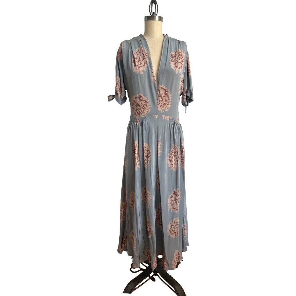 No.6 Store silk dress Chic Blue Floral  Dress